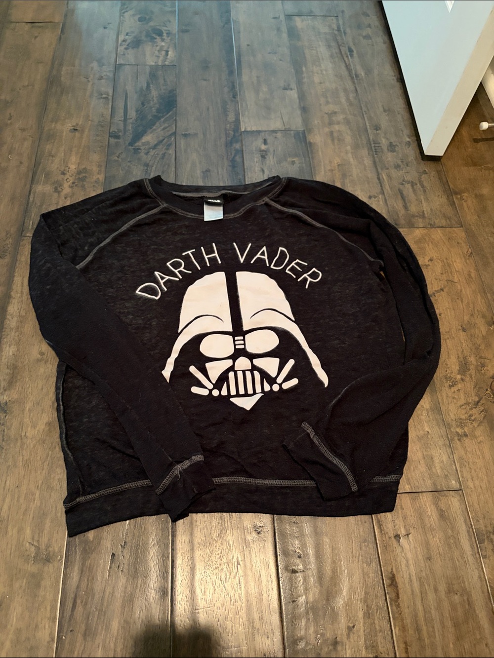Womens Black 'Darth Vader' Graphic Long-Sleeve Top